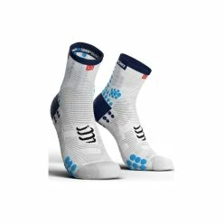 Chaussettes Compressport Pro Racing Socks V3 White / Blue En Remise