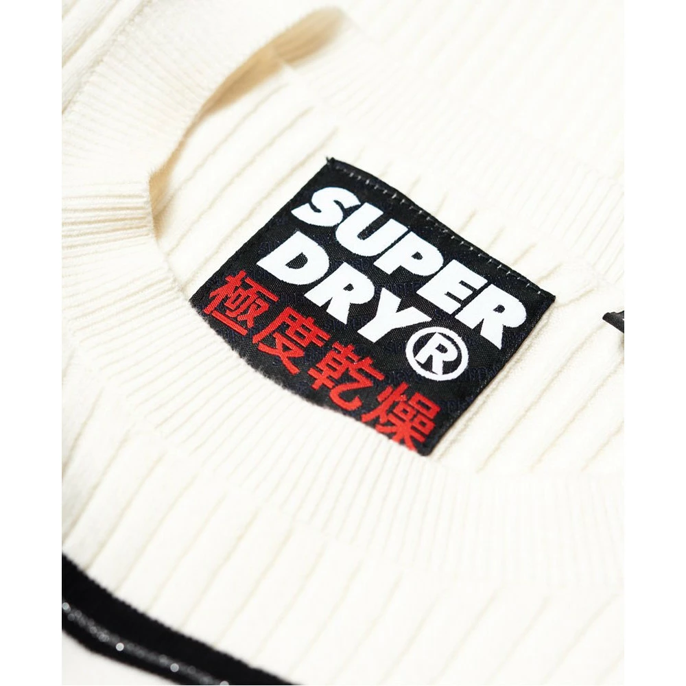 Pull Superdry Logo Ribbed Jumper Cream Soldes – Image 3