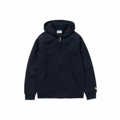Sweat à Capuche Carhartt Hooded Chase Jacket Dark Navy / Gold Soldes