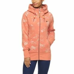 Sweat à Capuche Ragwear Neska Flowers Zip Coral Déstockage