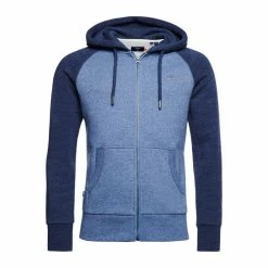 Sweat à Capuche Zippé Superdry Orange Label Classic Raglan Slate Blue Moins Cher