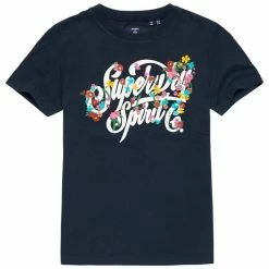 T-shirt Superdry Script Style Floral Tee Eclipse Navy Moins Cher