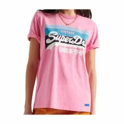 T-shirt Superdry Vintage Logo Cali 180 Fluro Pink Pastel En Remise